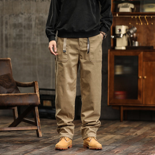 Herren Lockere Canvas-Cargohose mit Tunnelzugbund und aufgesetzten Fronttaschen Nord Taschen
