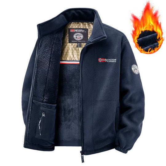 Herren Polar-Fleece Thermo-Outdoorjacke mit Teddy-Innenfutter und Stehkragen Nord Taschen
