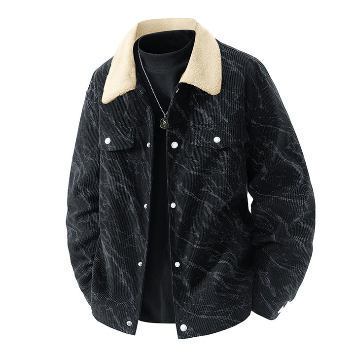 Men's  ribbed corduroy sherpa-collar snap trucker jacket Nord Taschen