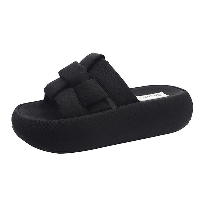 Damen bequeme Platform-Pantoletten mit gekreuzten Riemen