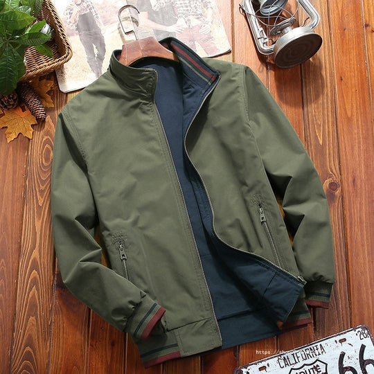 Herren Leichte Bomberjacke im urbanen Utility‑Look mit gestreiften Rippbündchen & Reißverschlusstaschen Nord Taschen