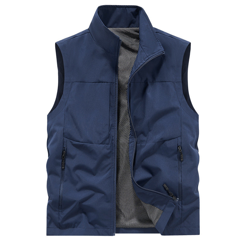 Herren Multifunktionale Outdoor-Weste mit winddichter Mikrofaser, Mesh-Innenfutter und verdeckten Reißverschlusstaschen Nord Taschen