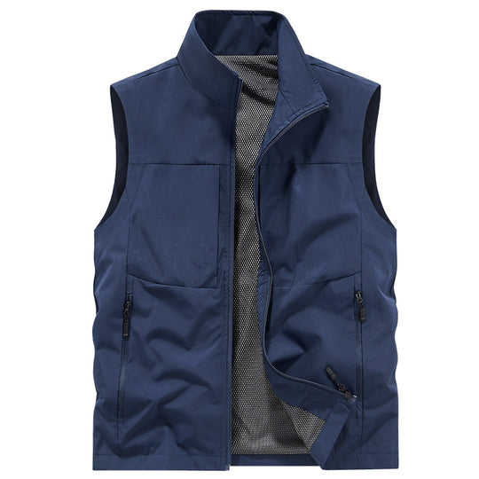 Herren Multifunktionale Outdoor-Weste mit winddichter Mikrofaser, Mesh-Innenfutter und verdeckten Reißverschlusstaschen Nord Taschen