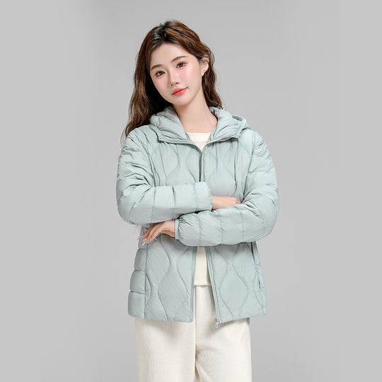 Damen gesteppte Thermo-Kapuzenjacke mit diamantförmiger Steppung Nord Taschen