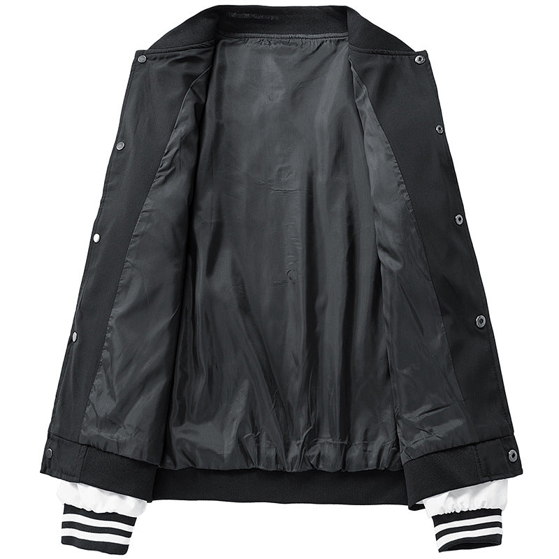 Herren College-Bomberjacke im Retro-Varsity-Design mit Druckknopffront, kontrastärmeln und gerippten Streifenbündchen Nord Taschen
