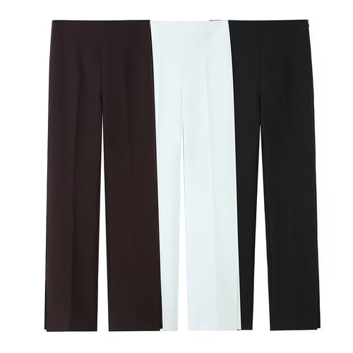 Damen Weite High‑Waist‑Hose mit Bundfalte und seitlichen Beinschlitzen Nord Taschen