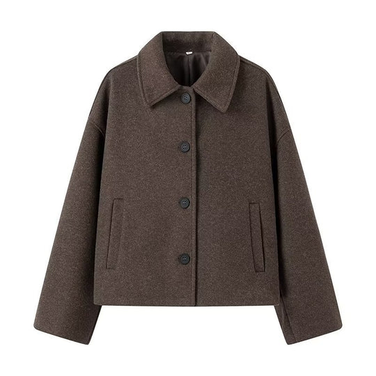 Damen Kurzjacke aus Wollmix im Boxy‑Caban‑Stil mit Hemdkragen und Eingrifftaschen Nord Taschen