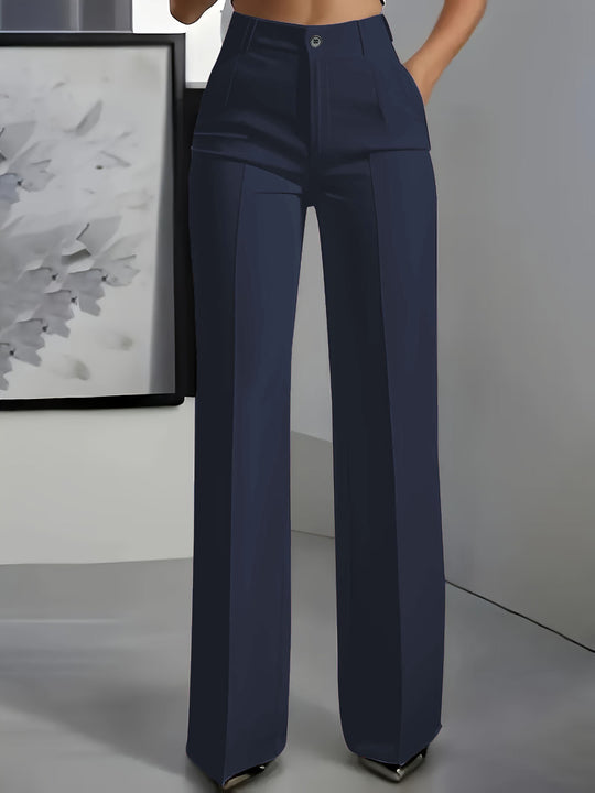 Damen Hochtaillierte Palazzo-Hose mit Bügelfalte und Eingrifftaschen Nord Taschen