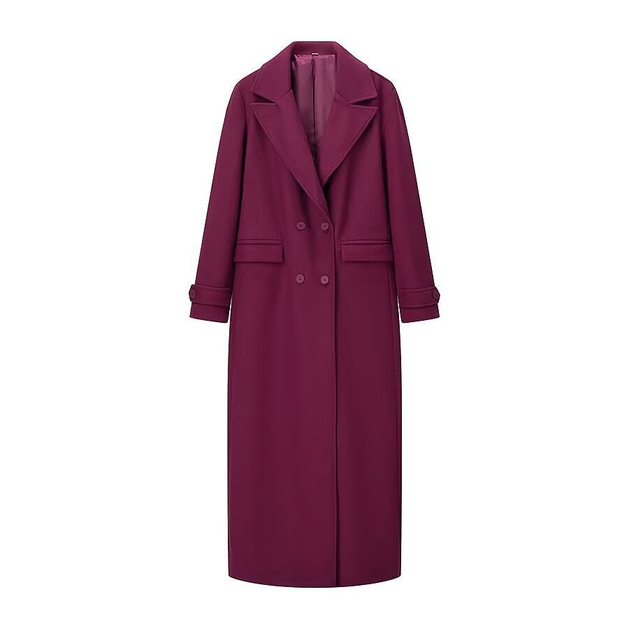 Damen Maxilanger zweireihiger Mantel mit Oversize-Revers und Ärmelriegeln Nord Taschen