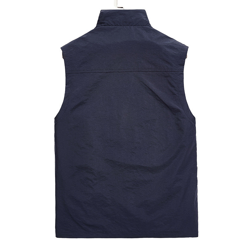 Herren Leichte atmungsaktive Outdoor-Utility-Weste mit Stehkragen, Reißverschlusstaschen und Mesh-Innenfutter Nord Taschen