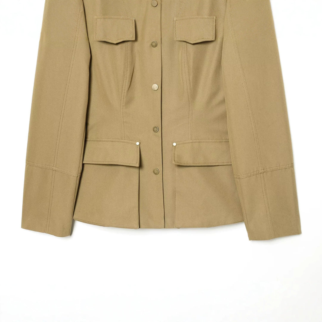 Damen Utility-Jacke mit Stehkragen, Pattentaschen und Schulterklappen Nord Taschen