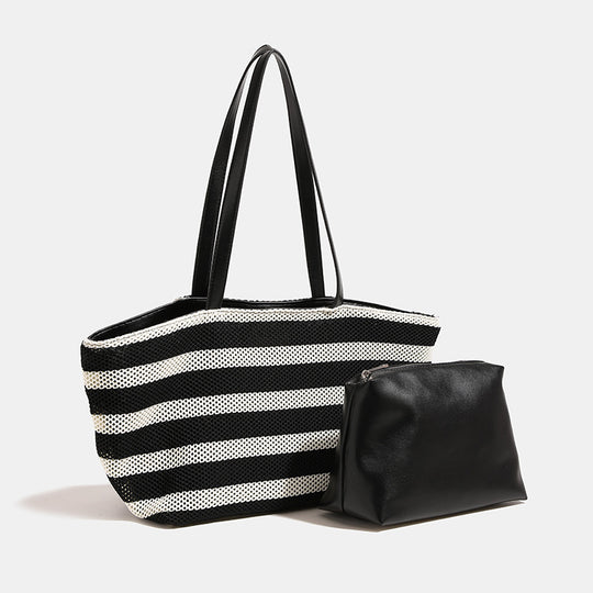 Damen Strandtasche mit praktischen Seitentaschen und stylischen Streifen Nord Taschen