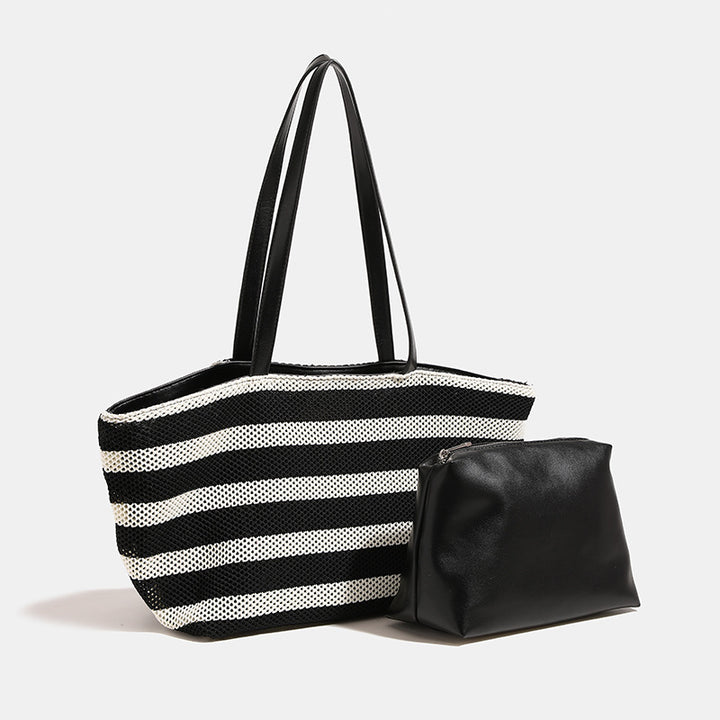 Damen Strandtasche mit praktischen Seitentaschen und stylischen Streifen Nord Taschen