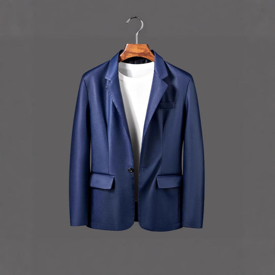 Herren Einreihiger Blazer aus Lederimitat mit Notch-Revers und Pattentaschen Nord Taschen