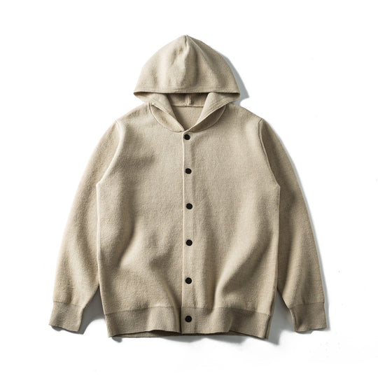 Unisex Leichte Kapuzen‑Strickjacke mit Druckknopfleiste und Rippbündchen Nord Taschen