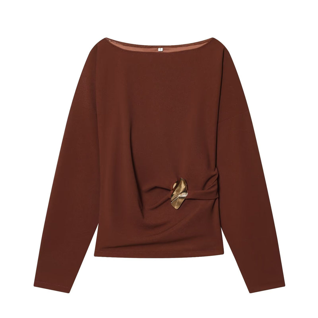 Damen Zweiteiliges Loungewear-Set mit gedrehtem Saumdetail und weiter Highwaist-Hose Nord Taschen