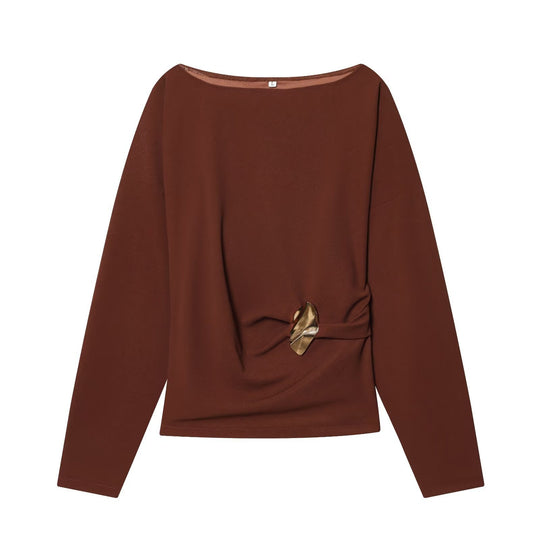 Damen Zweiteiliges Loungewear-Set mit gedrehtem Saumdetail und weiter Highwaist-Hose Nord Taschen