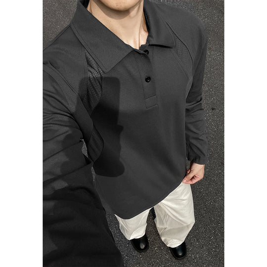 Herren Freizeit-Polokragen-Shirt mit Mesh-Einsätzen und Raglanärmeln Nord Taschen