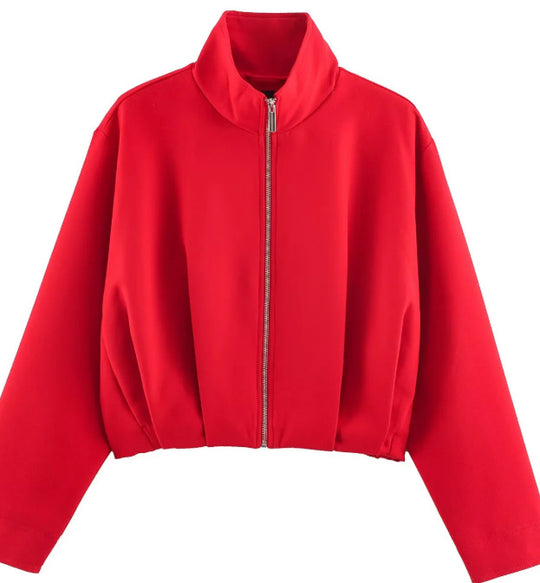 Damen Kurz geschnittener Boxy‑Blouson mit hohem Stehkragen und überschnittenen Ärmeln Nord Taschen