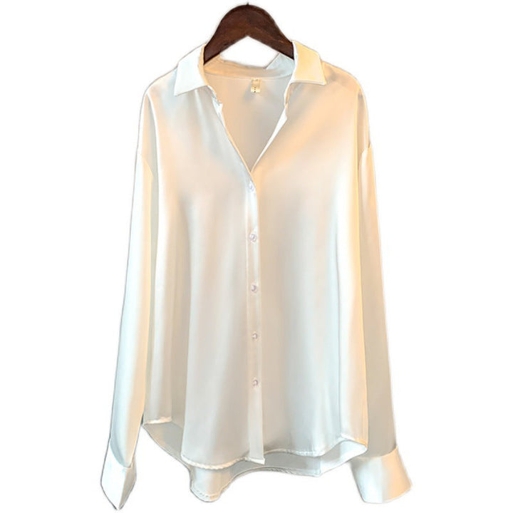 Damen Elegante Bluse aus feinem Satin mit Rüschendetails
