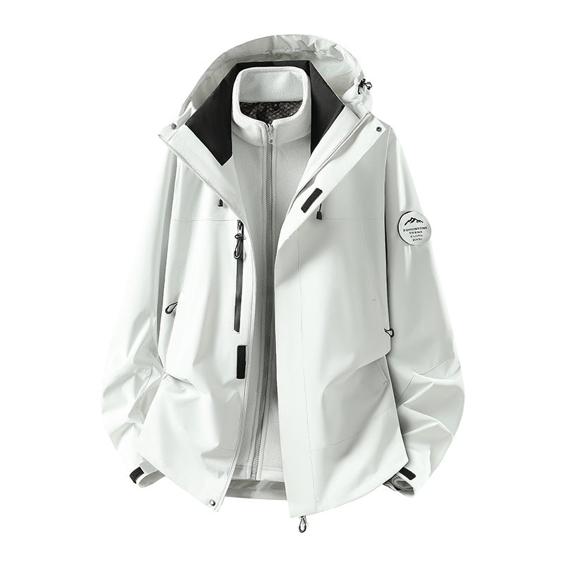 Herren zweilagige Softshell-Outdoorjacke mit herausnehmbarem Fleecefutter und verstellbarer Kapuze Nord Taschen