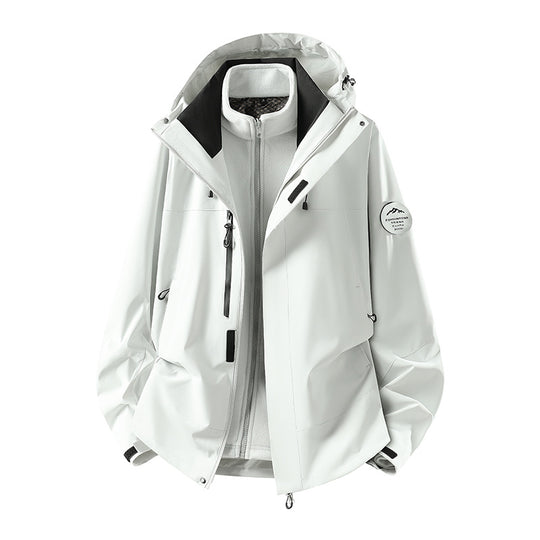 Herren zweilagige Softshell-Outdoorjacke mit herausnehmbarem Fleecefutter und verstellbarer Kapuze Nord Taschen