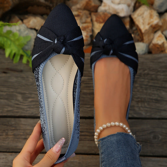Damen modische Ballerinas mit flexiblem Fußbett und eleganter Schleifenverzierung