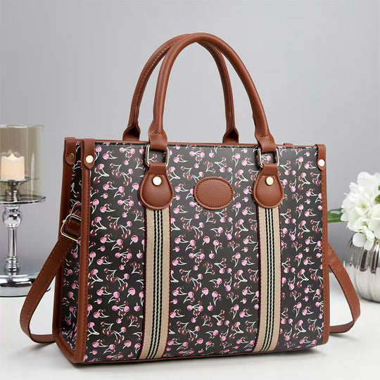 Damen Handtasche im verspielten Blumenmuster mit abnehmbarem Schulterriemen Nord Taschen