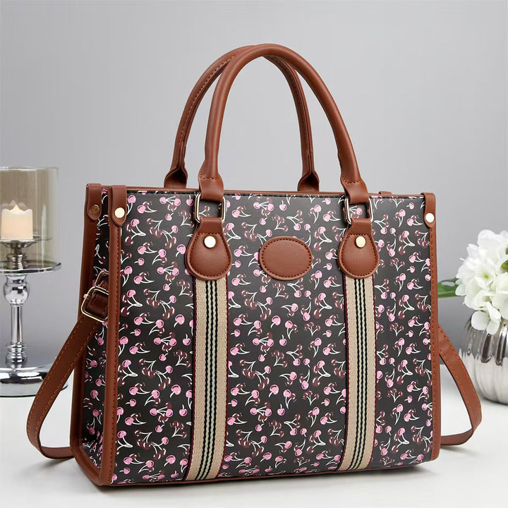 Damen Handtasche im verspielten Blumenmuster mit abnehmbarem Schulterriemen Nord Taschen
