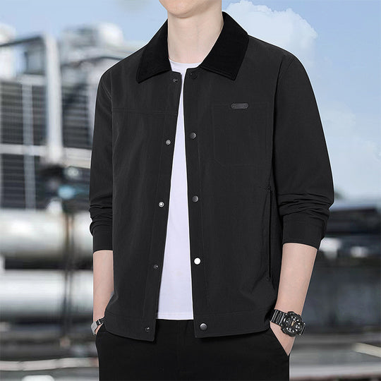 Herren Leichte Freizeitjacke mit Cordkragen, Druckknopfleiste und verdeckten Reißverschlusstaschen Nord Taschen