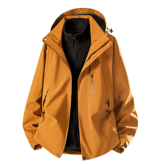 Herren zweiteilige Softshelljacke mit herausnehmbarer Fleece-Innenjacke, verstellbarer Kapuze und wasserabweisender Membran Nord Taschen