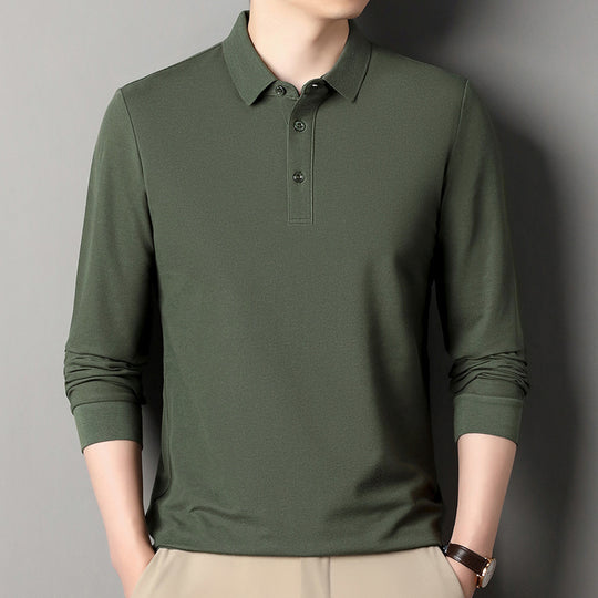 Herren Langarm‑Polo aus atmungsaktivem Baumwoll‑Stretch mit feinem Polokragen Nord Taschen