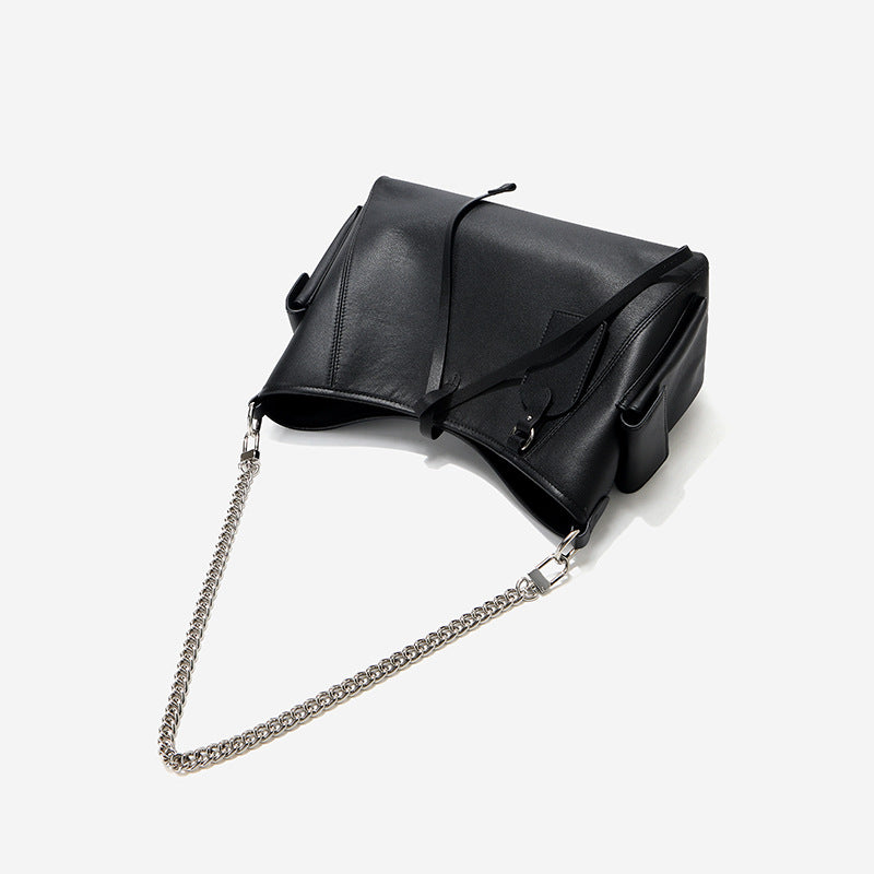 Damen Schultertasche aus hochwertigem Leder mit stilvollem Kettenschulterriemen Nord Taschen