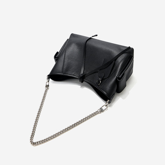 Damen Schultertasche aus hochwertigem Leder mit stilvollem Kettenschulterriemen Nord Taschen