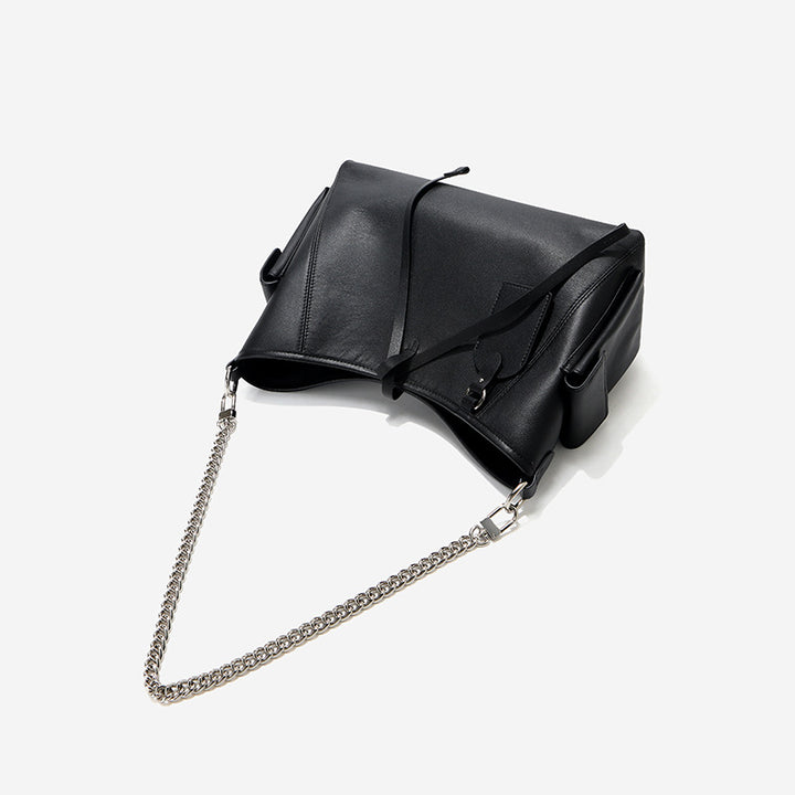 Damen Schultertasche aus hochwertigem Leder mit stilvollem Kettenschulterriemen Nord Taschen