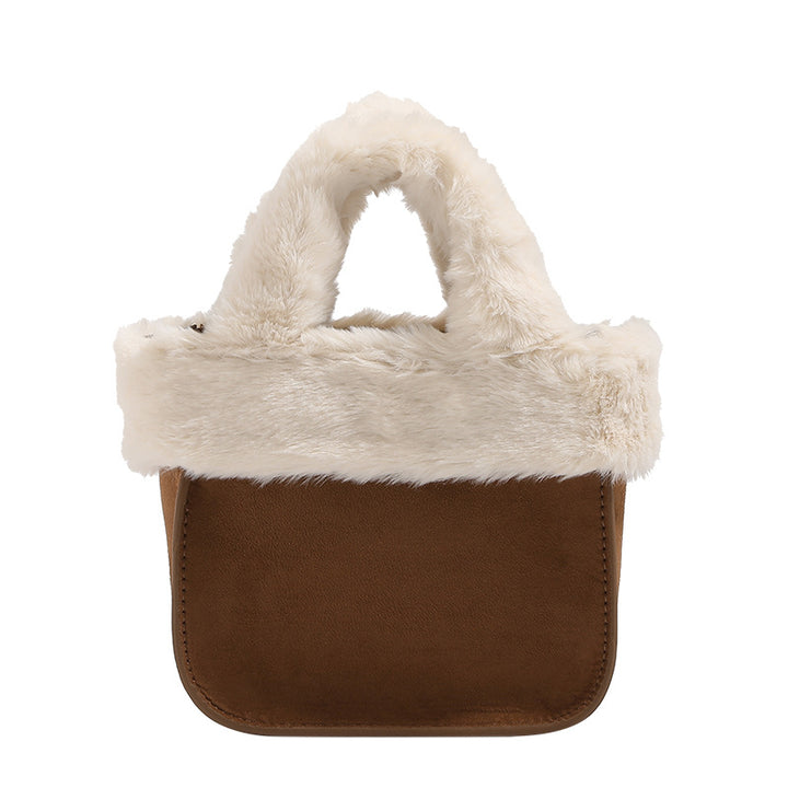 Damen Mini-Tasche mit luxuriösem Kunstfellkragen Nord Taschen