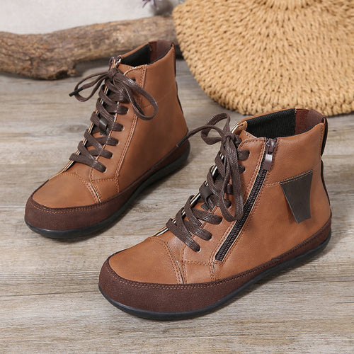 Damen  hochgeschnittene Freizeit-Sneaker-Stiefelette mit seitlichem Reißverschluss gepolstertem Fußbett und rutschfester Gummisohle Nord Taschen