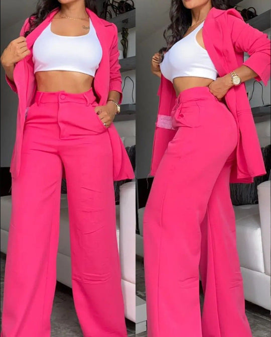 Damen Oversize-Blazer-Set mit Bundhose