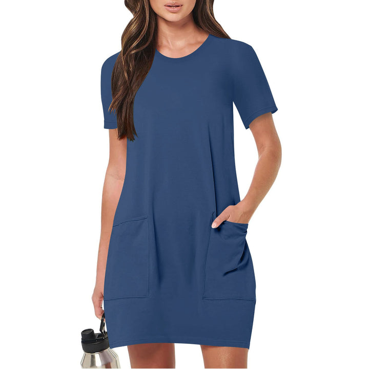 Damen lässiges T-Shirt-Kleid mit praktischen Taschen