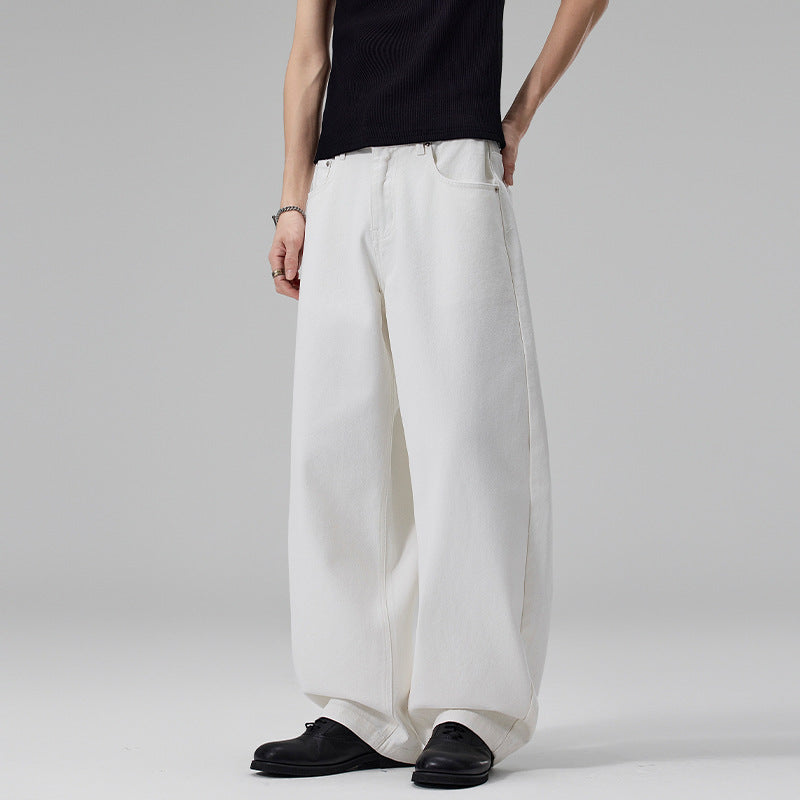 Damen Weite High‑Waist Baumwoll-Twill Baggy‑Hose mit tiefem Schritt Nord Taschen