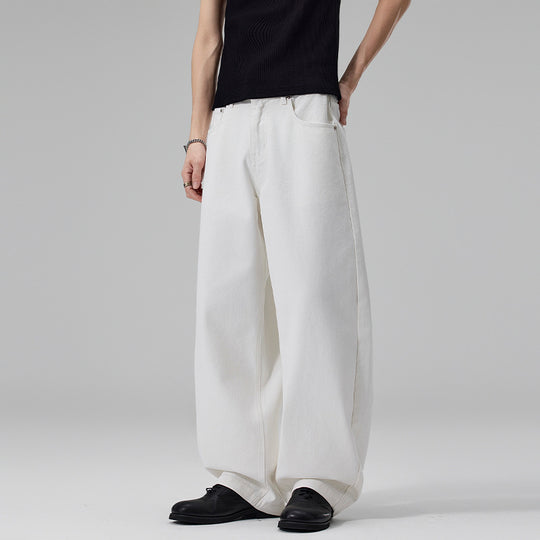Damen Weite High‑Waist Baumwoll-Twill Baggy‑Hose mit tiefem Schritt Nord Taschen
