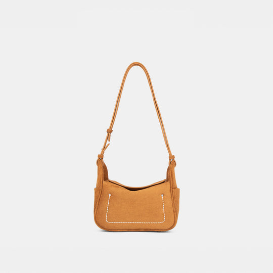 Damen modische Umhängetasche aus geschmeidigem Wildleder mit elegantem Stickmuster Nord Taschen