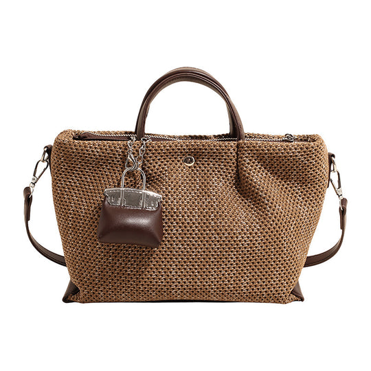 Damen stylische Strohtasche mit abnehmbarem Mini-Portemonnaie Nord Taschen