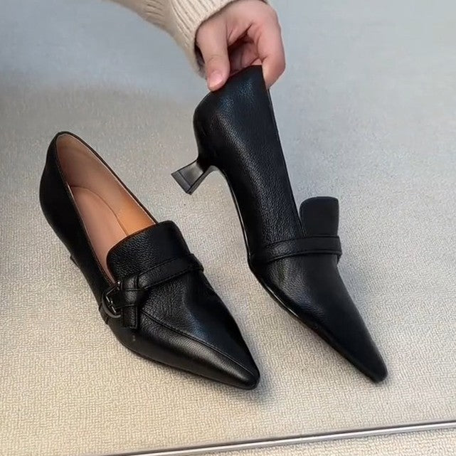 Damen elegante spitze Ballerinas mit feinem Riemen