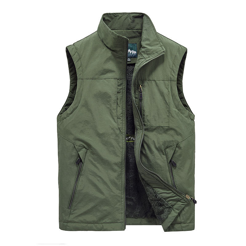 Herren Wattierte Fleecegefütterte Outdoor‑Weste mit Stehkragen und Reißverschlusstaschen Nord Taschen