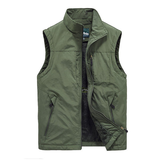 Herren Wattierte Fleecegefütterte Outdoor‑Weste mit Stehkragen und Reißverschlusstaschen Nord Taschen