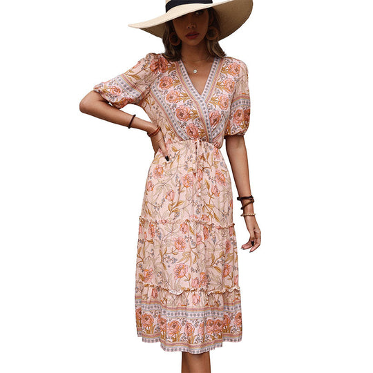 Damen Elegantes Midi-Kleid mit floralem Design Nord Taschen