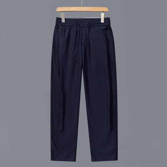 Herren Leinen-Baumwollhose mit elastischem Bund und Tunnelzug Nord Taschen