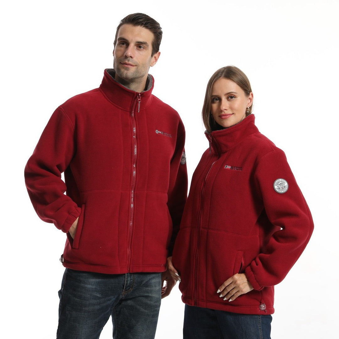 Herren Fleece-Outdoorjacke mit Stehkragen durchgehendem Reißverschluss und elastischen Bündchen Nord Taschen
