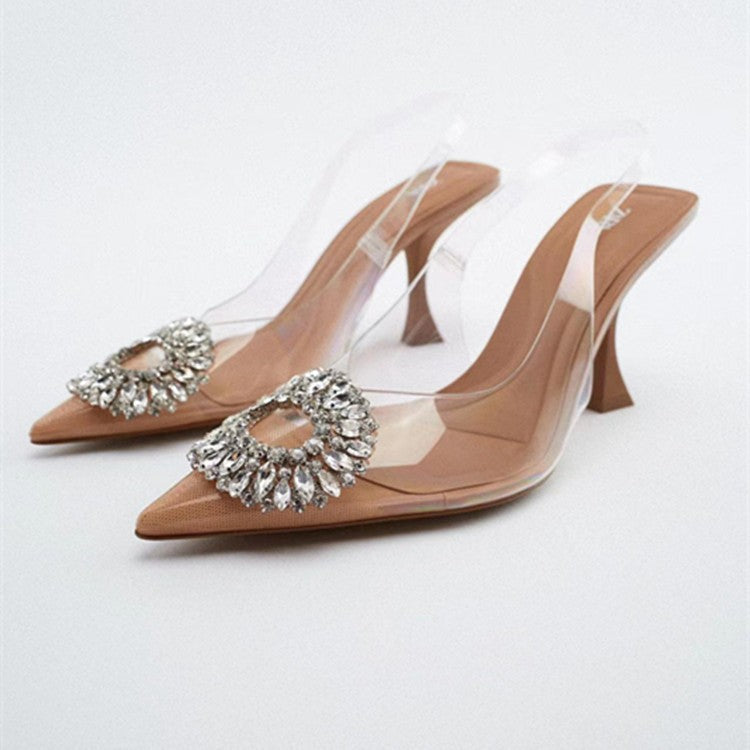 Damen Transparente Pumps mit funkelndem Kristallschmuck